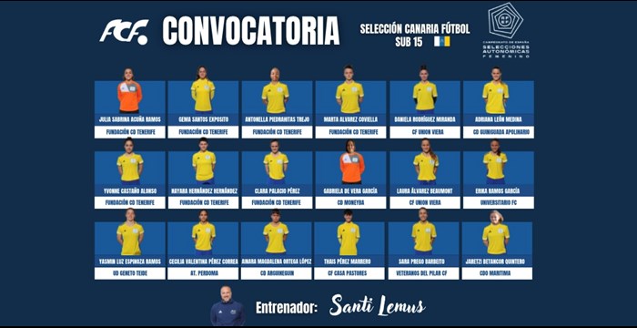 Convocatoria oficial de la Selección Sub-15 femenina para la fase final del Campeonato de Selecciones Autonómicas