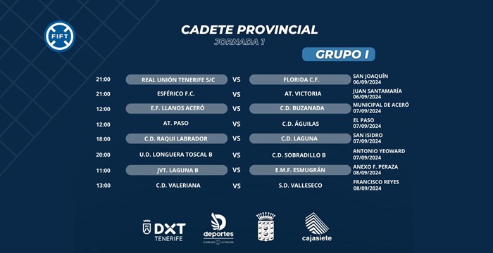 Calendario oficial de la categoría Juvenil Provincial 2024/25